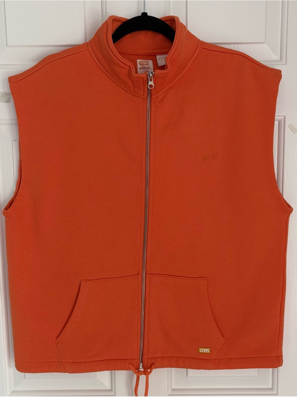 NWT Levi’s Gold Tab Orange Oversized Zip Sweatshirt Vest S 🎥
